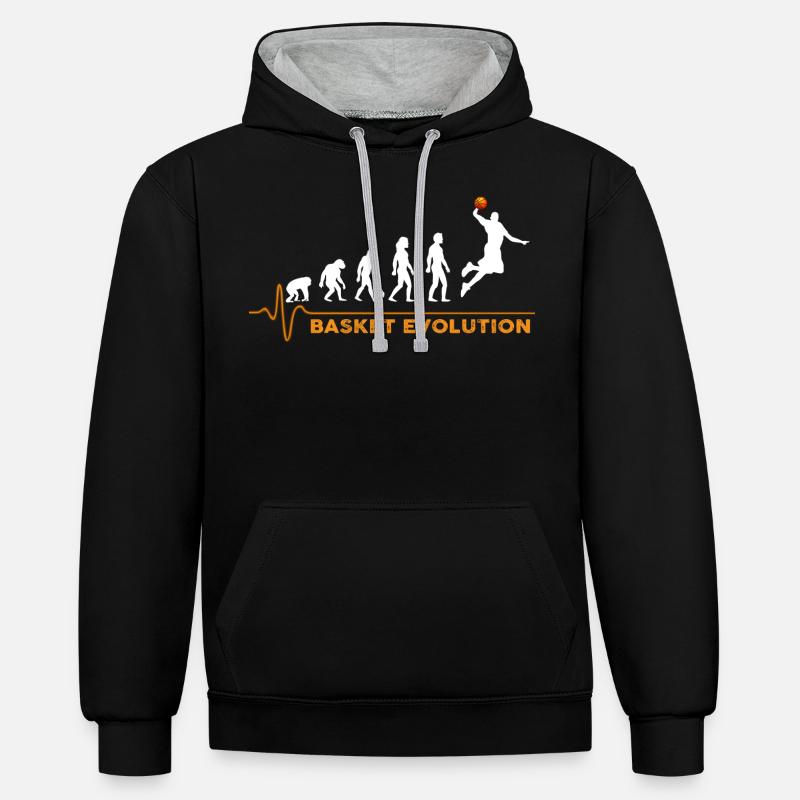 Basket evolution - Sweat à capuche contrasté - noir/gris chiné