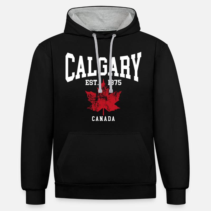 Calgary - Sweat à capuche contrasté - noir/gris chiné