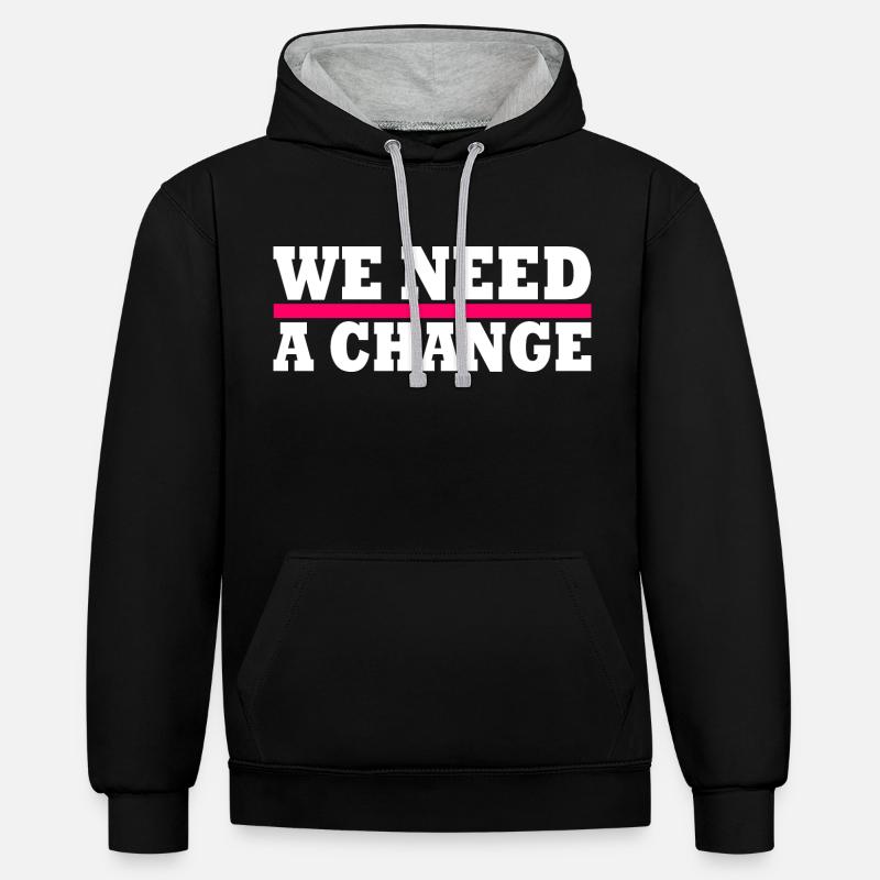 We need a change - Kontrast-Hoodie - Schwarz/Grau meliert