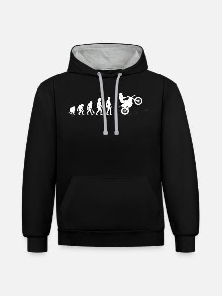 Motocross Evolution Mann - Kontrast-Hoodie - Schwarz/Grau meliert