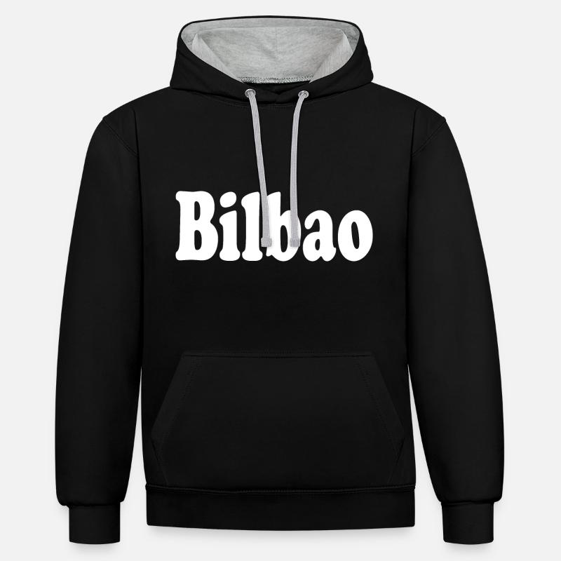 BILBAO - Sweat à capuche contrasté - noir/gris chiné