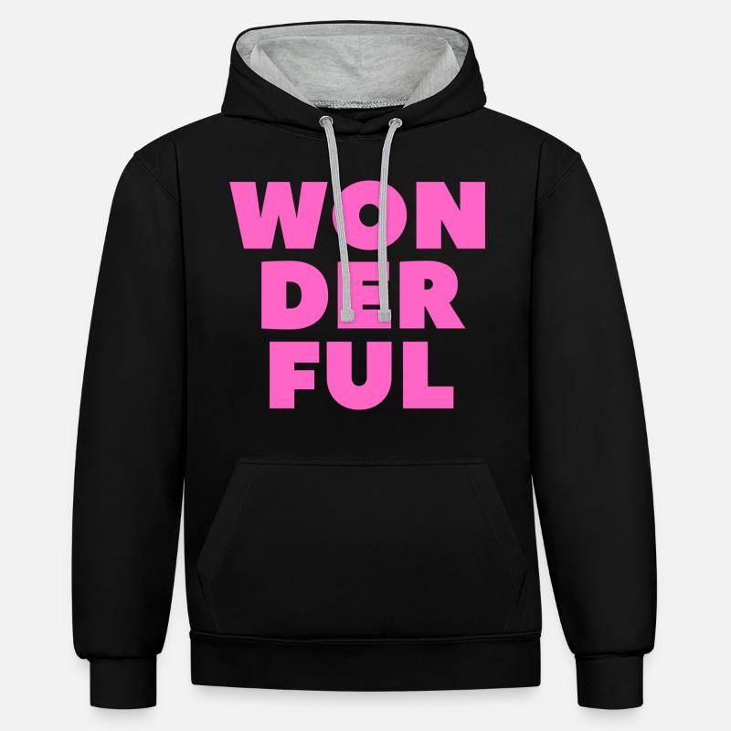 Wonderful-Wunderbar - Sweat à capuche contrasté - noir/gris chiné