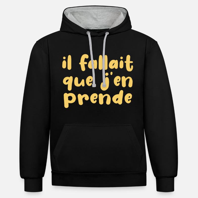 Il Fallait Que J'en Prende - Sweat à capuche contrasté - noir/gris chiné