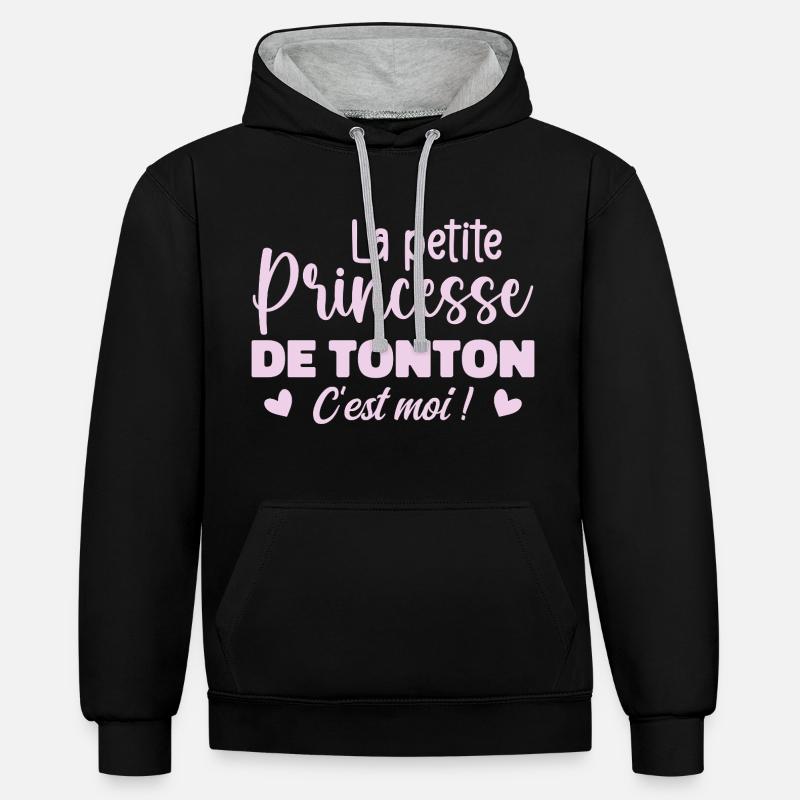 La petite princesse de tonton - Sweat à capuche contrasté - noir/gris chiné