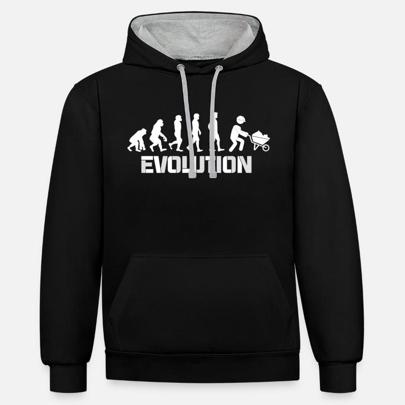 evolution ouvrier - Sweat à capuche contrasté - noir/gris chiné