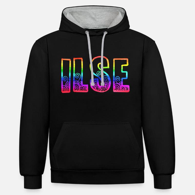 ilse rs arc-en-ciel - Sweat à capuche contrasté - noir/gris chiné