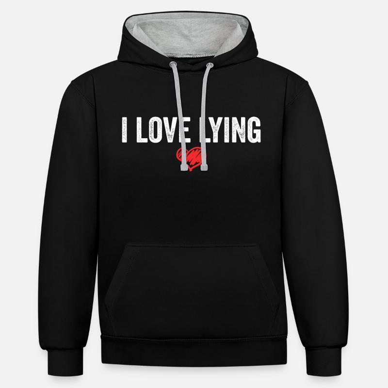 I Love Lying - Sweat à capuche contrasté - noir/gris chiné