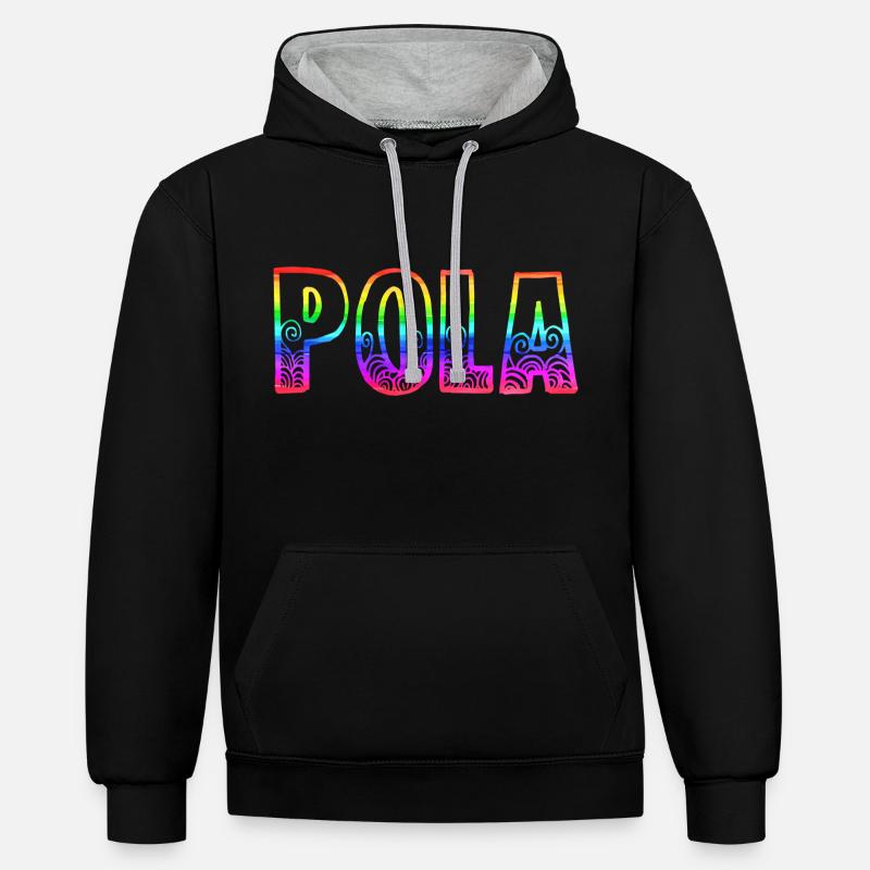pola rs arc-en-ciel - Sweat à capuche contrasté - noir/gris chiné