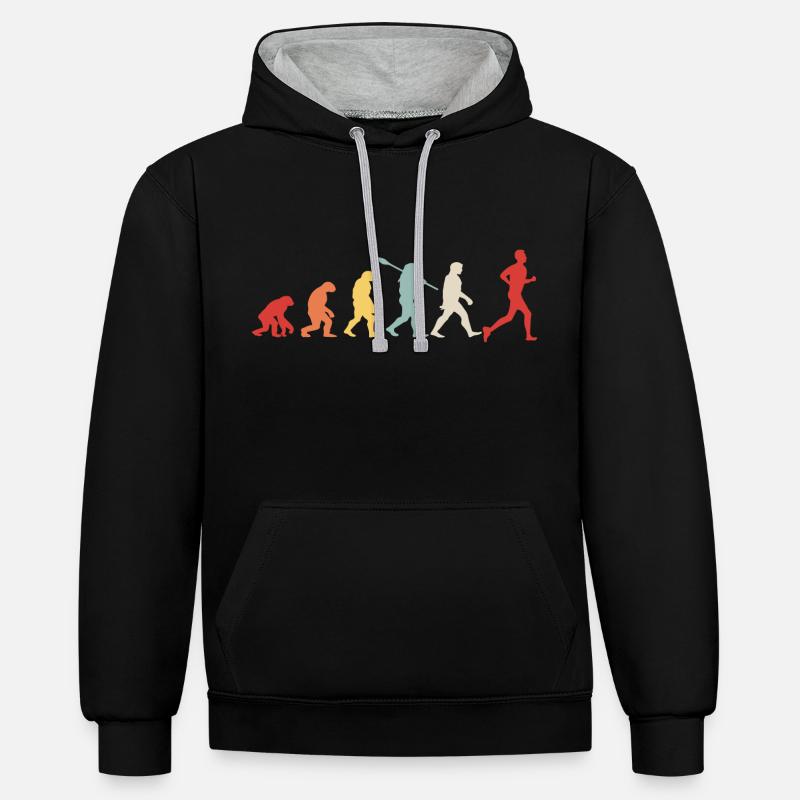 Evolution du marathon - Sweat à capuche contrasté - noir/gris chiné