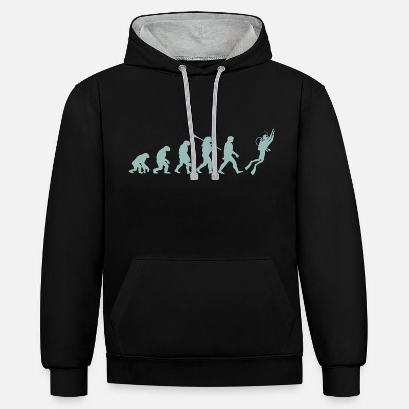 Evolution plongée - Sweat à capuche contrasté - noir/gris chiné