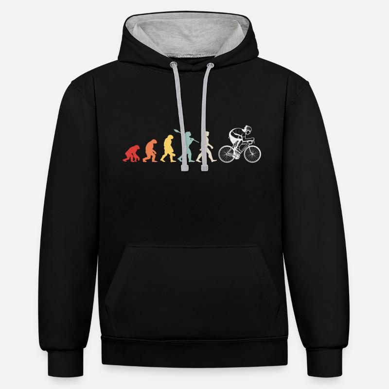 Evolution du cyclisme - Sweat à capuche contrasté - noir/gris chiné
