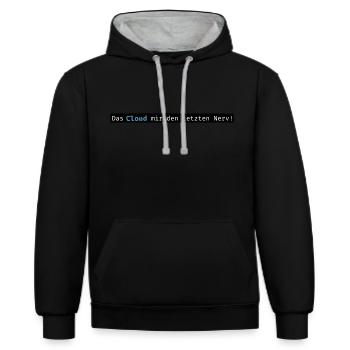 Cloud-Frust pur: Für alle IT-Helden! - Kontrast-Hoodie - Schwarz/Grau meliert - Vorne - Anna (173cm) & Nico (186cm)