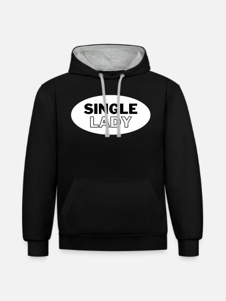 Single Lady - Kontrast-Hoodie - Schwarz/Grau meliert