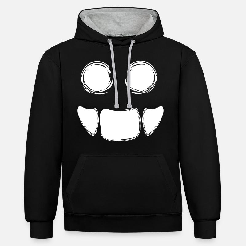 Monstre - Sweat à capuche contrasté - noir/gris chiné