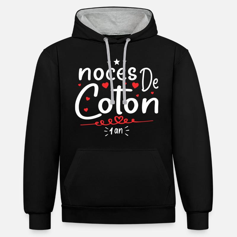 noces de coton - Sweat à capuche contrasté - noir/gris chiné