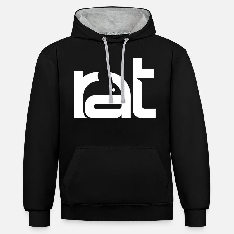 Rat - Ratte - Sweat à capuche contrasté - noir/gris chiné