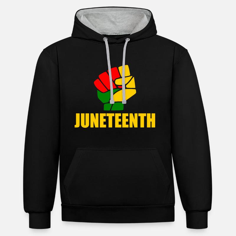 juneteenth - Sweat à capuche contrasté - noir/gris chiné
