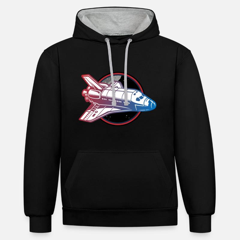navette spatiale pour vaisseau spatial - Sweat à capuche contrasté - noir/gris chiné