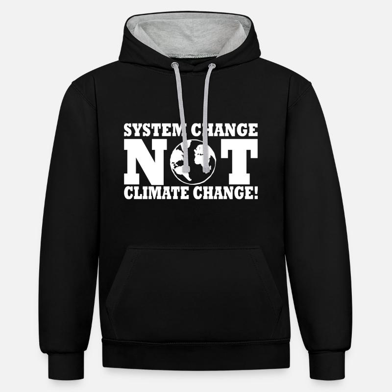 system change not climate change - Kontrast-Hoodie - Schwarz/Grau meliert