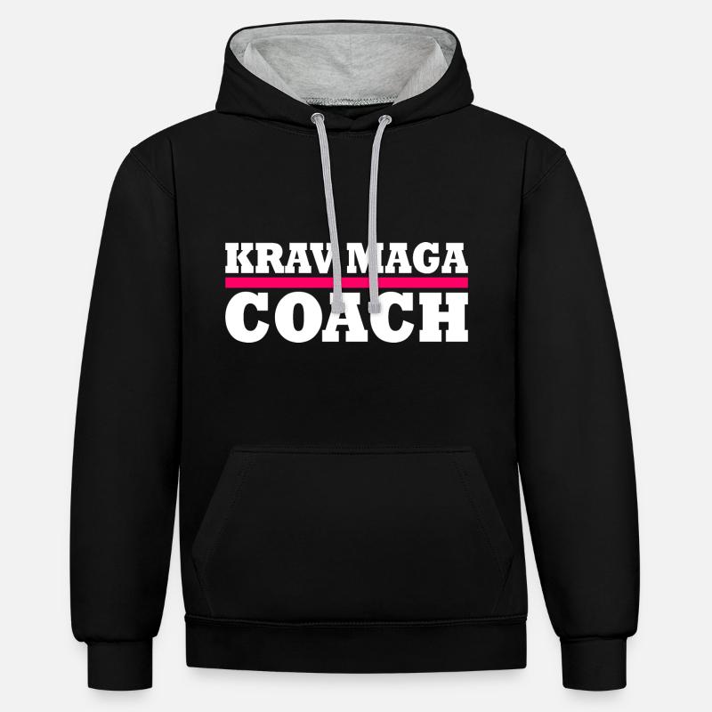 Krav maga - Sweat à capuche contrasté - noir/gris chiné