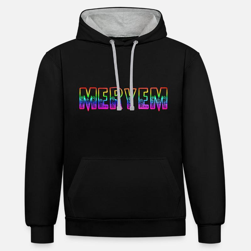 Meryem RS Arc-en-ciel - Sweat à capuche contrasté - noir/gris chiné