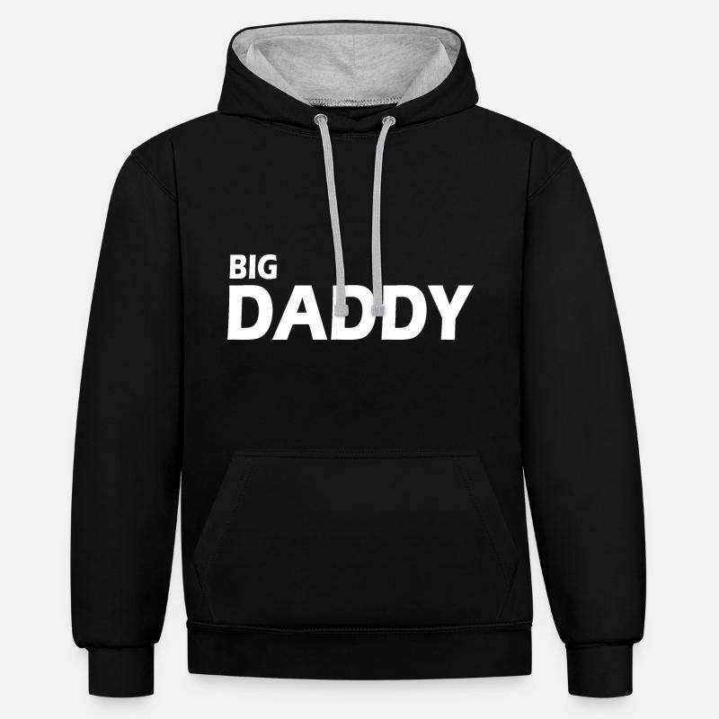 BIG DADDY - Sweat à capuche contrasté - noir/gris chiné
