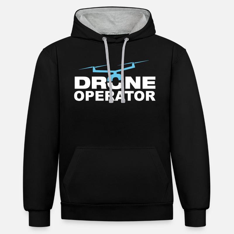 Drone Operator - Contrast hoodie - black/heather grey