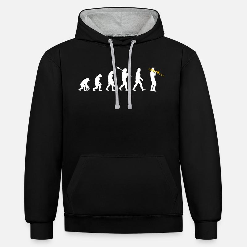 Trombone - Human Evolution / Darwin - Contrast hoodie - black/heather grey