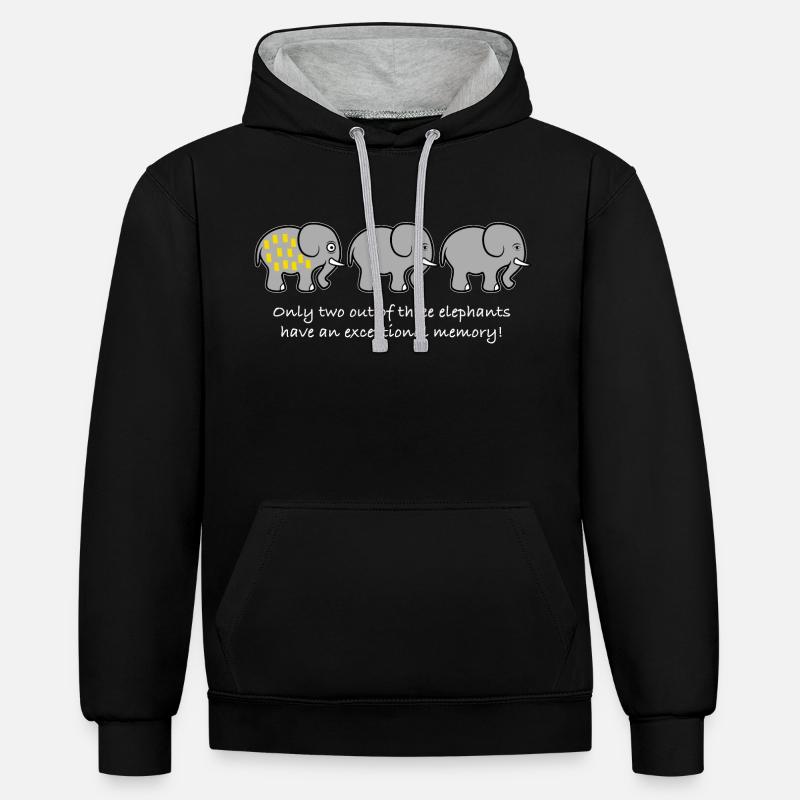 Souvenir d’éléphant disant drôle - Sweat à capuche contrasté - noir/gris chiné