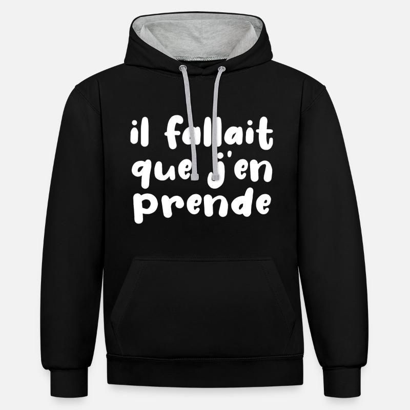 Il Fallait Que J'en Prende - Sweat à capuche contrasté - noir/gris chiné