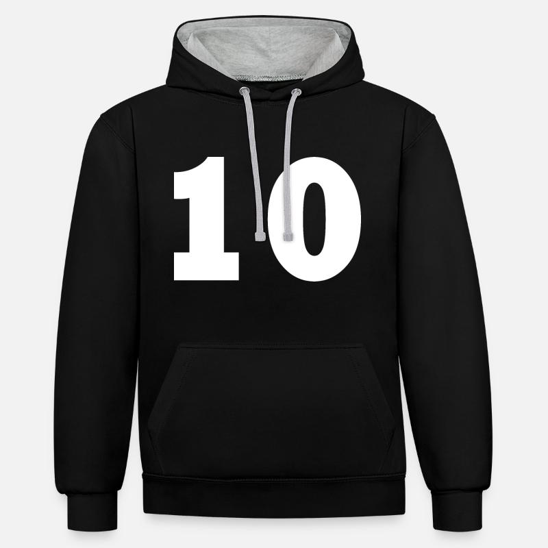 10 - Sweat à capuche contrasté - noir/gris chiné