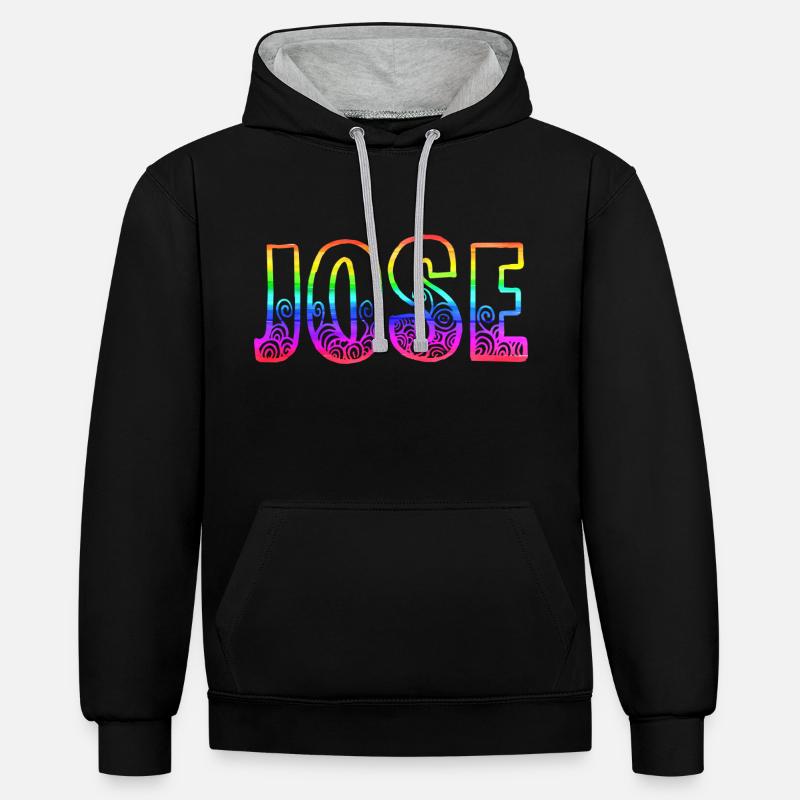 L’arc-en-ciel de Jose R - Sweat à capuche contrasté - noir/gris chiné