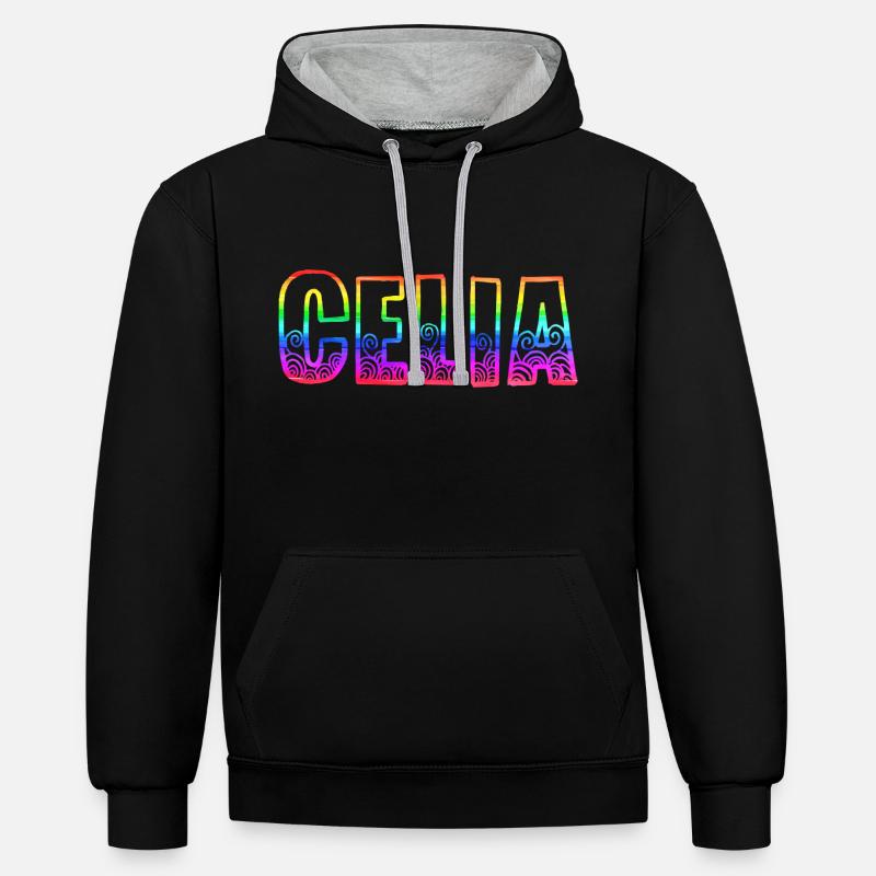 celia rs regenbogen - Kontrast-Hoodie - Schwarz/Grau meliert