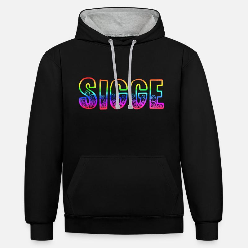 sigge rs arc-en-ciel - Sweat à capuche contrasté - noir/gris chiné