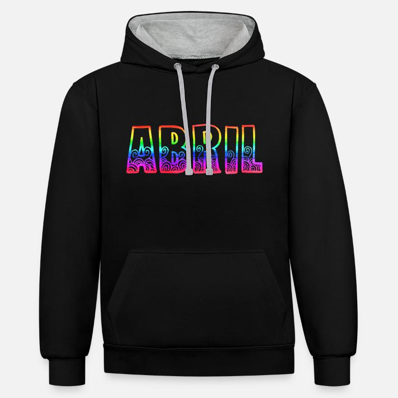 abril rs arc-en-ciel - Sweat à capuche contrasté - noir/gris chiné