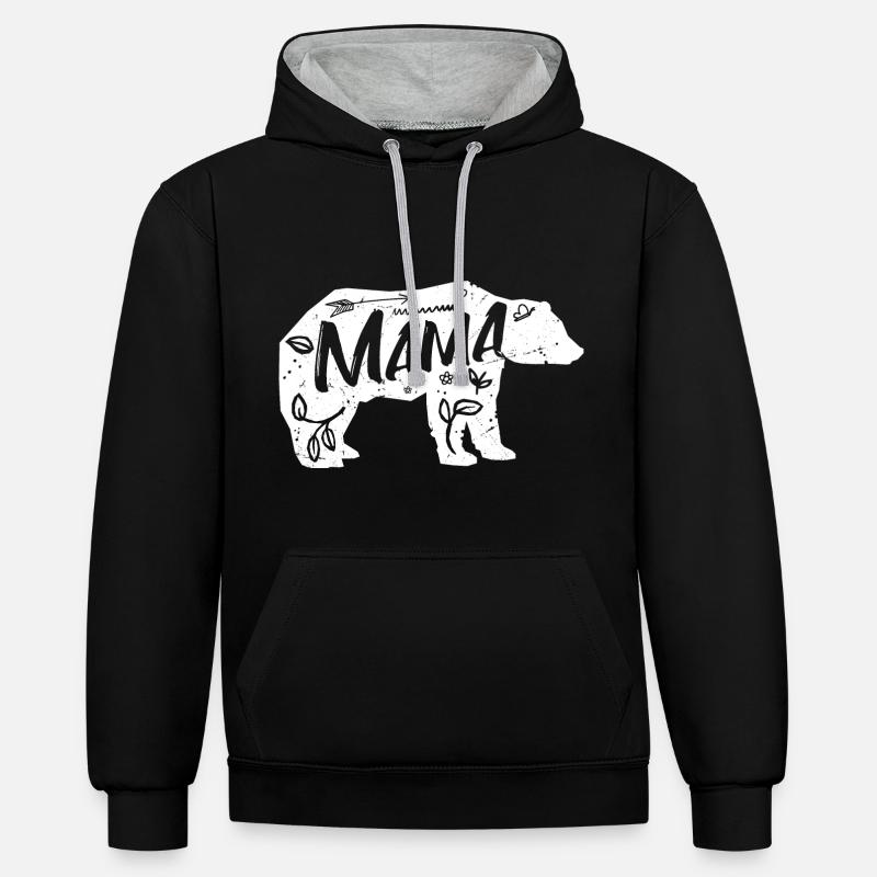 Mama Ourse - Sweat à capuche contrasté - noir/gris chiné