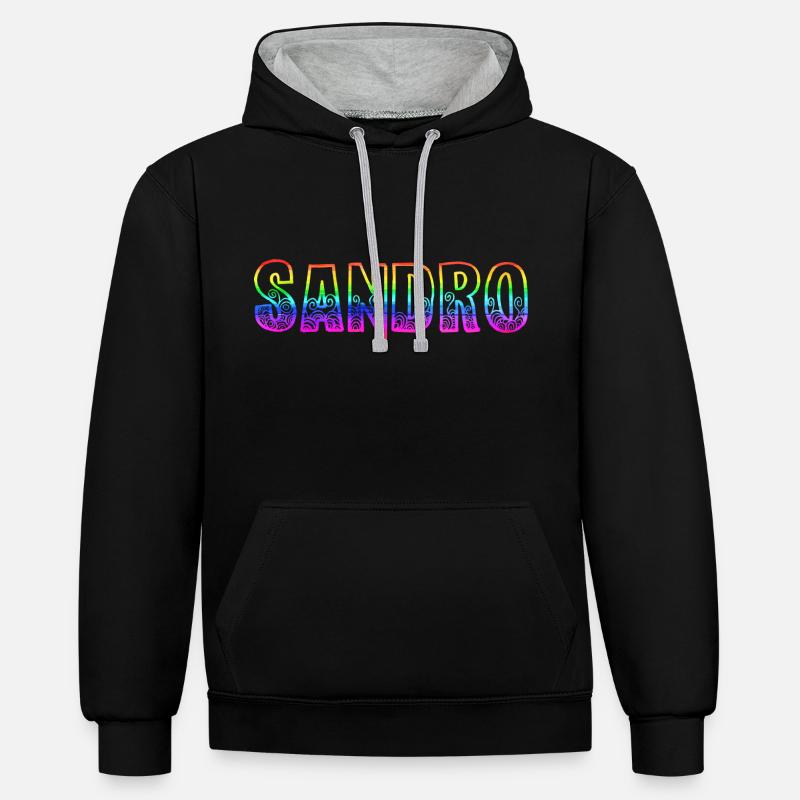 sandro rs arc-en-ciel - Sweat à capuche contrasté - noir/gris chiné