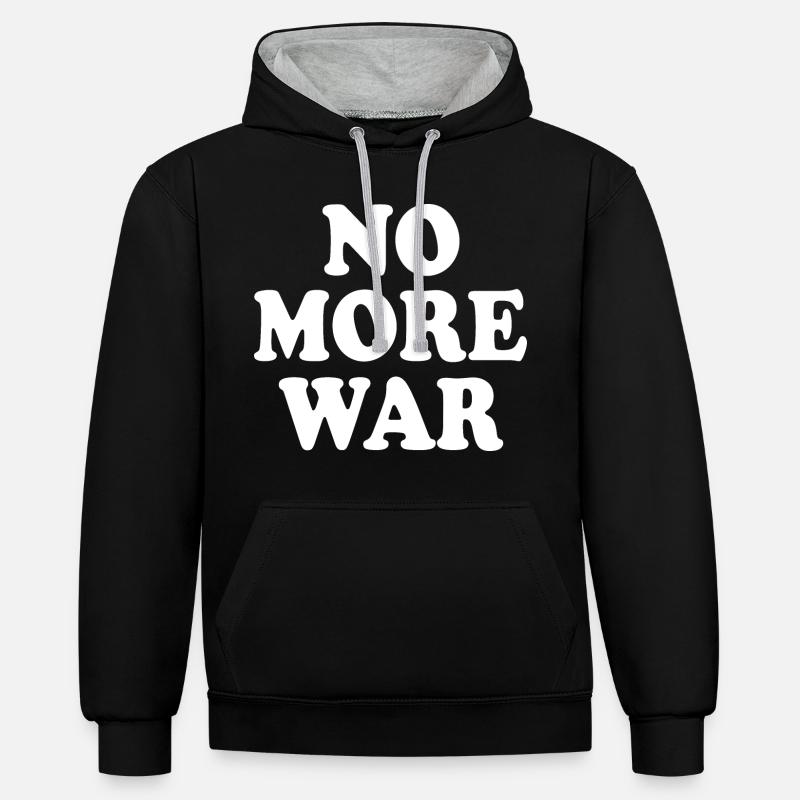 No more war - Sweat à capuche contrasté - noir/gris chiné