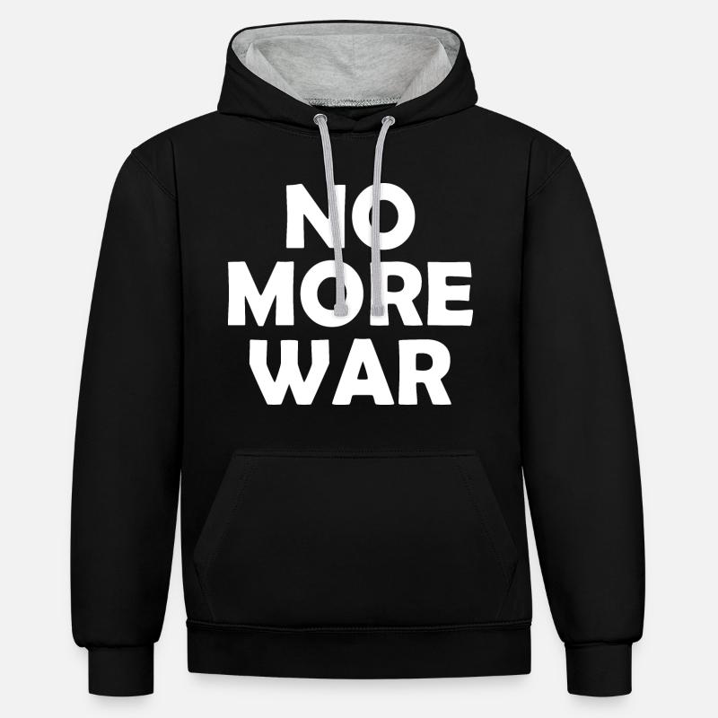 No more war - Sweat à capuche contrasté - noir/gris chiné