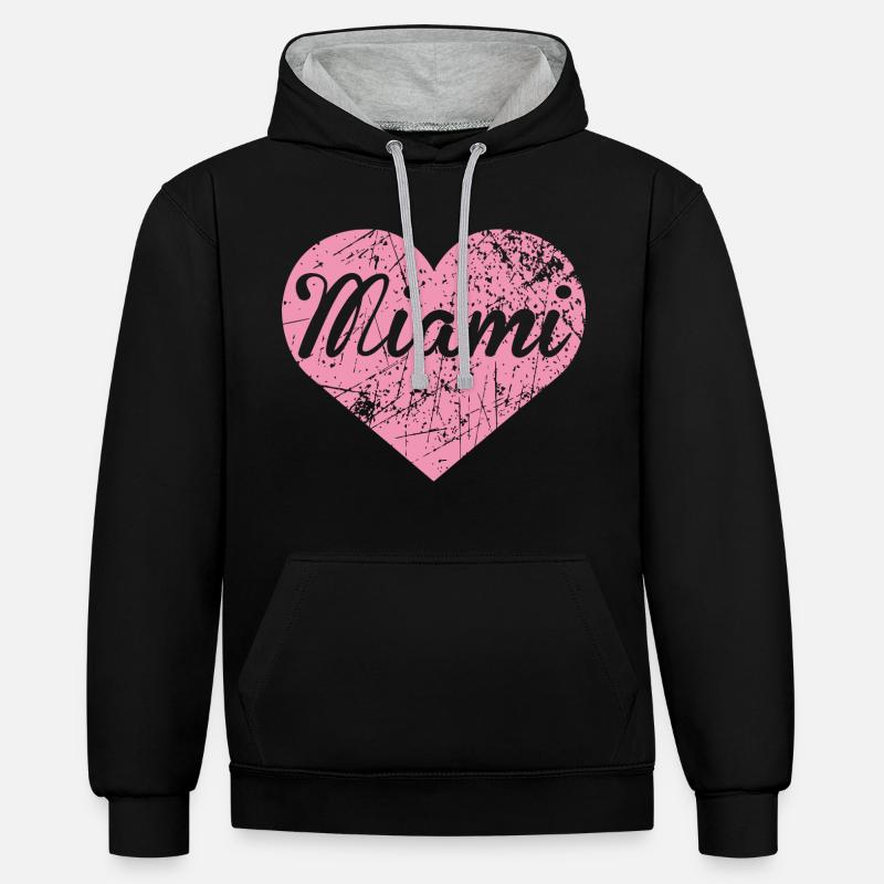 Cœur de Miami - Sweat à capuche contrasté - noir/gris chiné