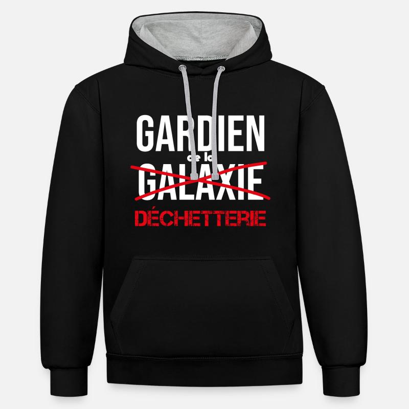 Gardien de la déchetterie - Sweat à capuche contrasté - noir/gris chiné