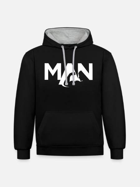 The Manly Man - Kontrast-Hoodie - Schwarz/Grau meliert