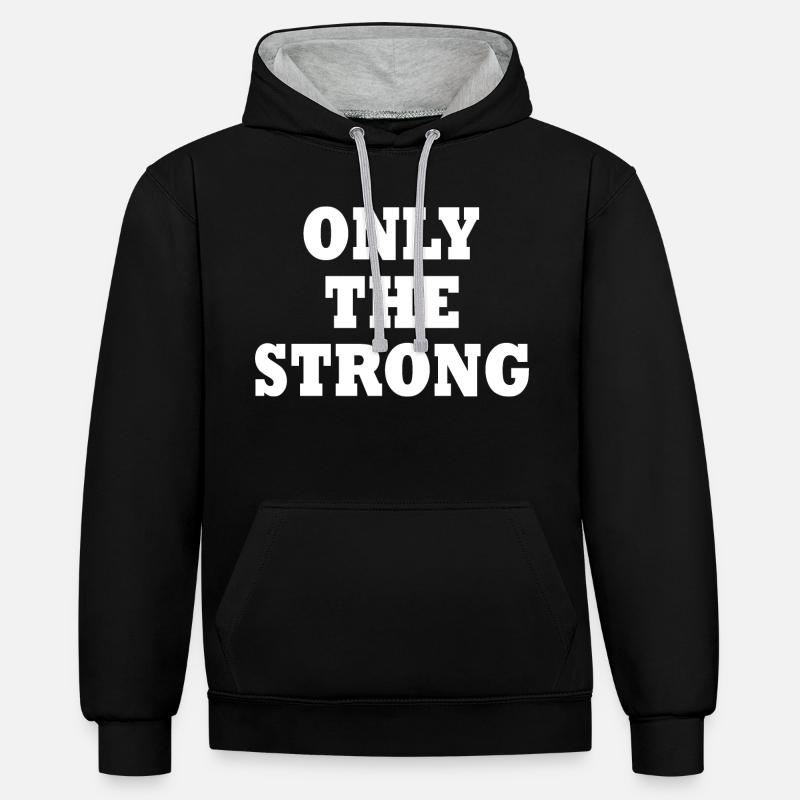 only the strong - Sweat à capuche contrasté - noir/gris chiné