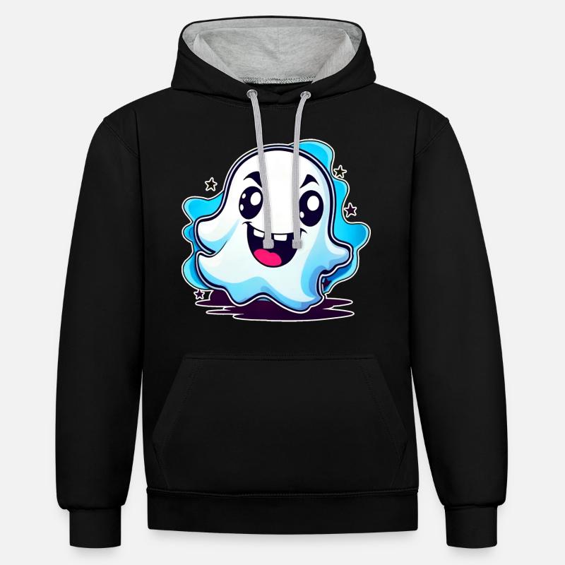 Drôle de croquemitaine mignon - Sweat à capuche contrasté - noir/gris chiné