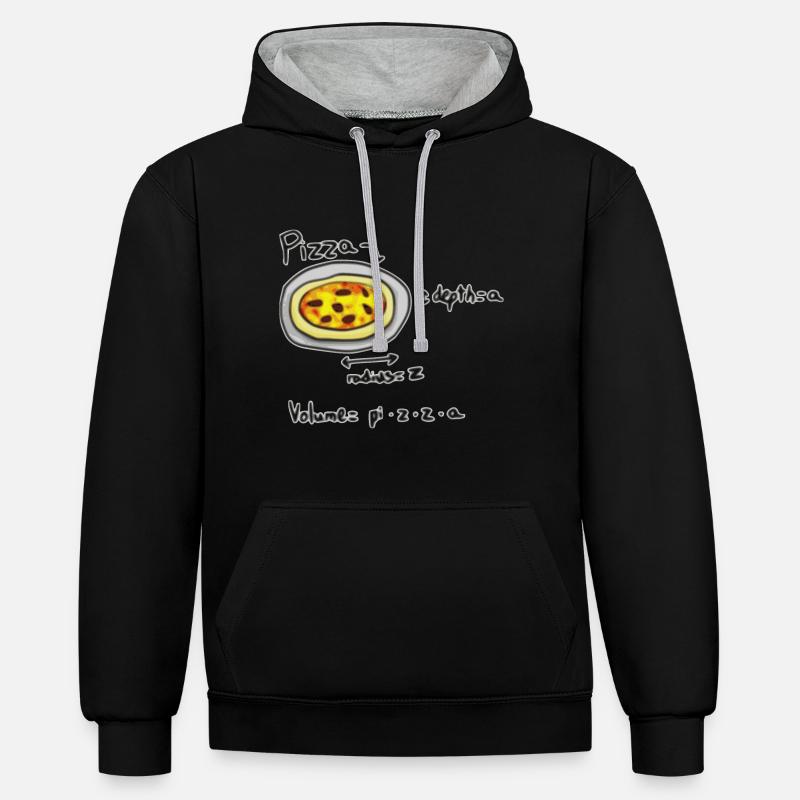 pizza math nerd - Sweat à capuche contrasté - noir/gris chiné