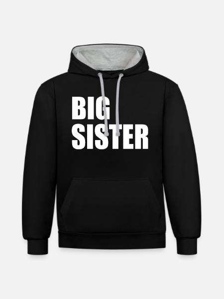 Big sister - Contrast hoodie - black/heather grey
