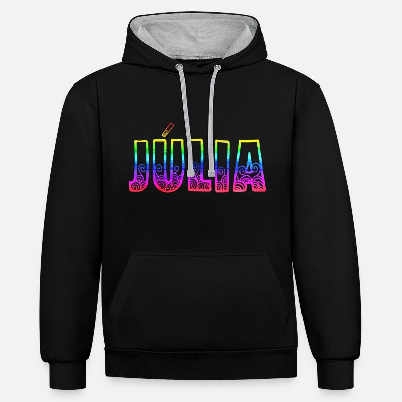 Julia RS Arc-en-ciel - Sweat à capuche contrasté - noir/gris chiné