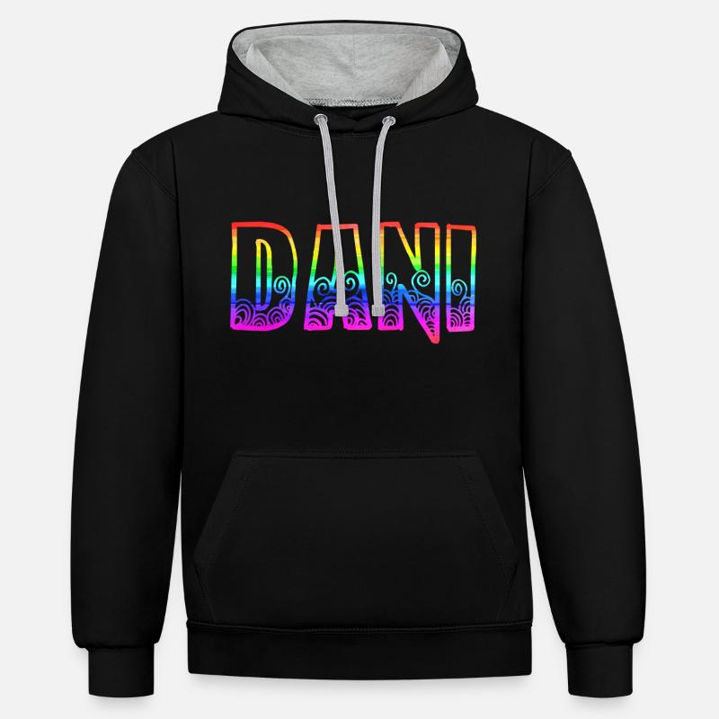 Dani RS Arc-en-ciel - Sweat à capuche contrasté - noir/gris chiné