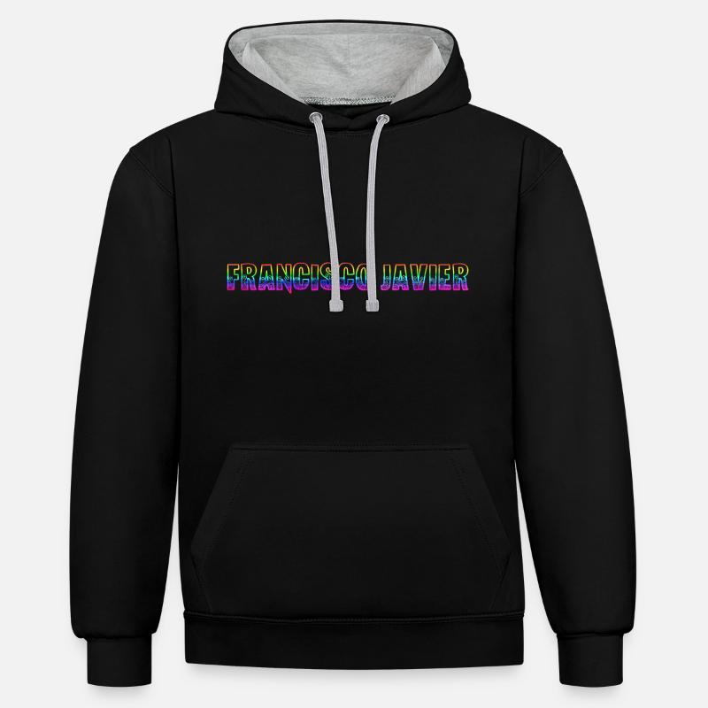 francisco javier rs regenbogen - Kontrast-Hoodie - Schwarz/Grau meliert