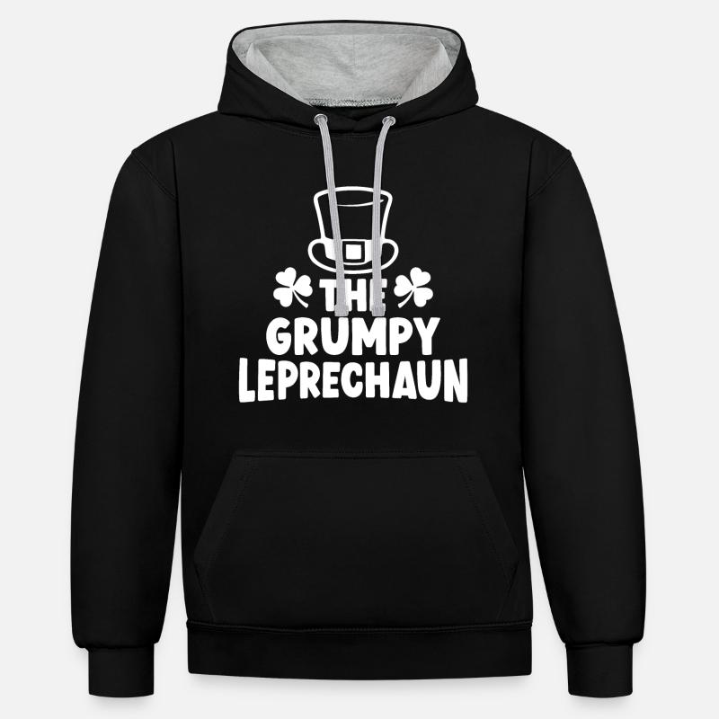Le lutin grincheux - Sweat à capuche contrasté - noir/gris chiné